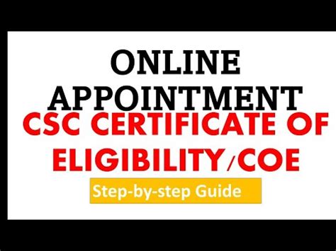 csc certificate of eligibility online appointment|How to Get Certification of Eligibility for CSE.
